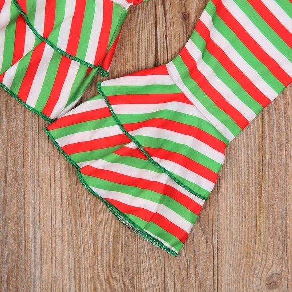 Christmas Tunic Dress Ruffle Leggings Girls Outfit - Picture 4 of 6